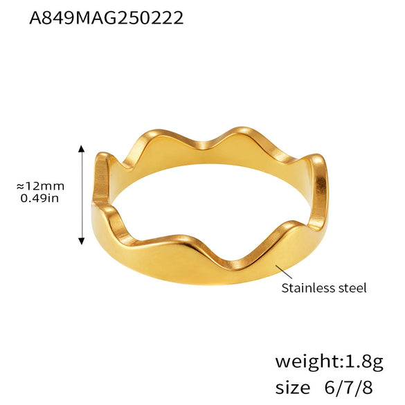 Wholesale Irregular Open Ring Titanium Steel Pvd Plated 18K True Gold Color Geometric Light Luxury Design