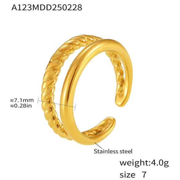 Wholesale Irregular Open Ring Titanium Steel Pvd Plated 18K True Gold Color Geometric Light Luxury Design