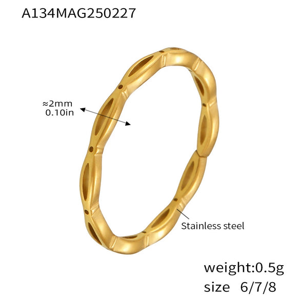 Wholesale Irregular Open Ring Titanium Steel Pvd Plated 18K True Gold Color Geometric Light Luxury Design