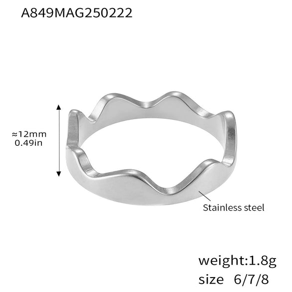 Wholesale Irregular Open Ring Titanium Steel Pvd Plated 18K True Gold Color Geometric Light Luxury Design