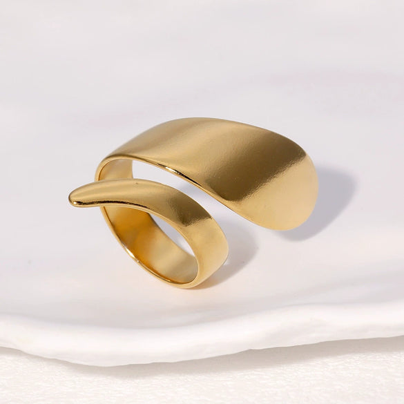Wholesale Irregular Retro Geometric Spiral Opening Adjustable Rings In Stainless Steel With Electroplating For Men And Women