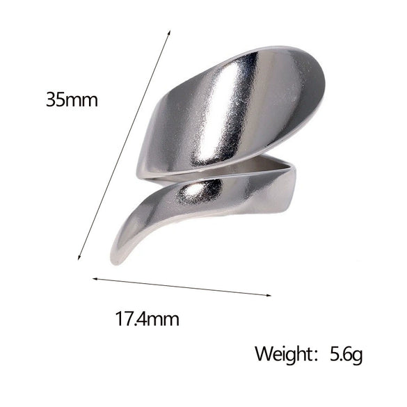 Wholesale Irregular Retro Geometric Spiral Opening Adjustable Rings In Stainless Steel With Electroplating For Men And Women