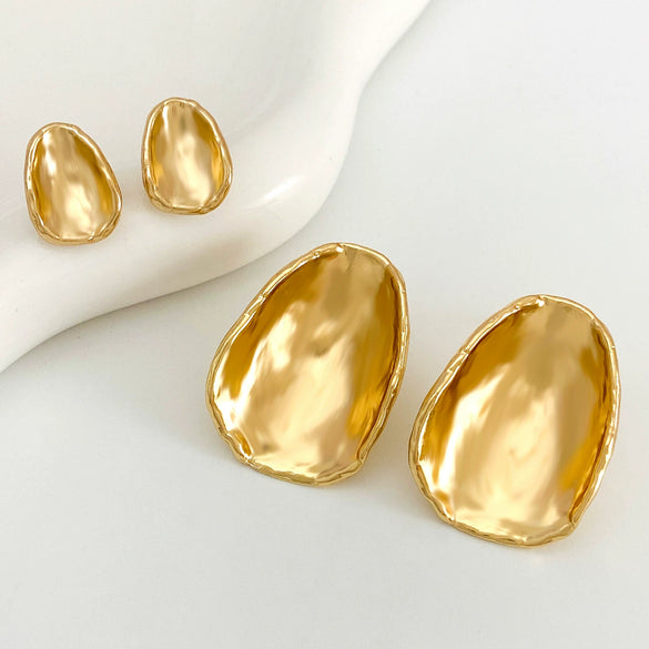 Wholesale Irregular Round Alloy Earrings With Geometric Pattern And Electroplating For Women In Ins Style