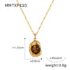 Wholesale Irregular Small Gold Bean Pendant Inlaid With Natural Tiger's Eye Stone Titanium Steel Earrings And Necklace Suit With Niche Design And Electroplating