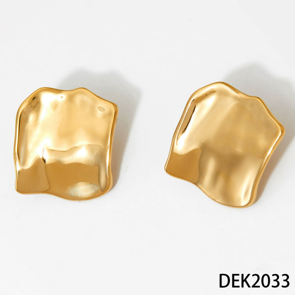 Wholesale Irregular Square Geometric 316 Stainless Steel Electroplated Women's Earrings Light Luxury Gentle Elegant Temperament Highend Versatile Fresh