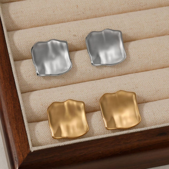 Wholesale Irregular Square Geometric 316 Stainless Steel Electroplated Women's Earrings Light Luxury Gentle Elegant Temperament Highend Versatile Fresh