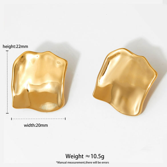 Wholesale Irregular Square Geometric 316 Stainless Steel Electroplated Women's Earrings Light Luxury Gentle Elegant Temperament Highend Versatile Fresh