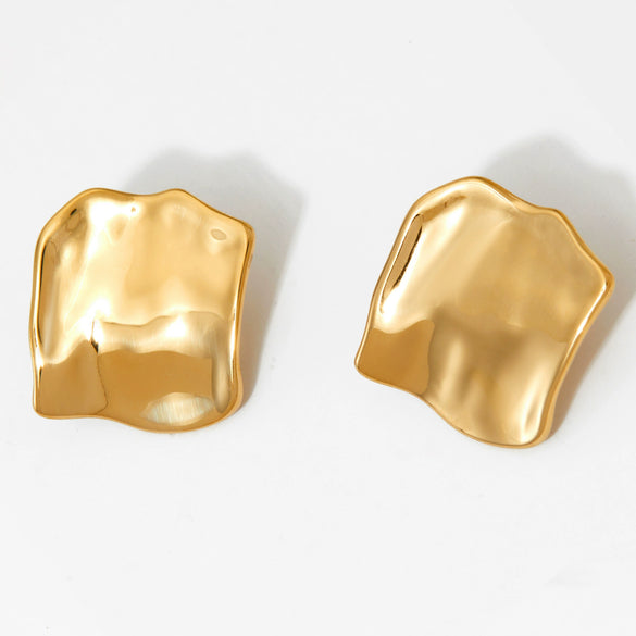 Wholesale Irregular Square Geometric 316 Stainless Steel Electroplated Women's Earrings Light Luxury Gentle Elegant Temperament Highend Versatile Fresh