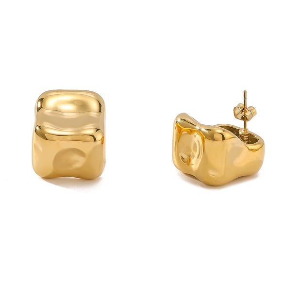 Wholesale Irregular Square Stainless Steel Hollow Earrings With Dazzling Concave Geometric Pattern And 18K Vacuum Plating In Furnace For Women