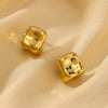 Wholesale Irregular Square Stainless Steel Hollow Earrings With Dazzling Concave Geometric Pattern And 18K Vacuum Plating In Furnace For Women