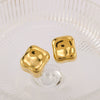 Wholesale Irregular Square Stainless Steel Hollow Earrings With Dazzling Concave Geometric Pattern And 18K Vacuum Plating In Furnace For Women