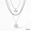 Wholesale Irregular Sun Threelayer Round Pendant Necklace In Stainless Steel With Overlapping Design And Electroplating Treatment Bamboo And O Chain For Women