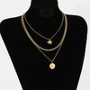 Wholesale Irregular Sun Threelayer Round Pendant Necklace In Stainless Steel With Overlapping Design And Electroplating Treatment Bamboo And O Chain For Women