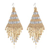 Wholesale Jewelry 1 Pair Bohemian Color Block Seed Bead Drop Earrings
