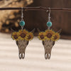 Wholesale Jewelry 1 Pair Cowboy Style Water Droplets Cattle Wood Drop Earrings