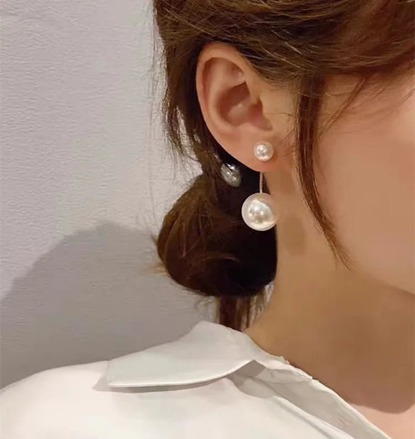 Wholesale Jewelry 1 Pair Elegant Ball Imitation Pearl Copper Drop Earrings