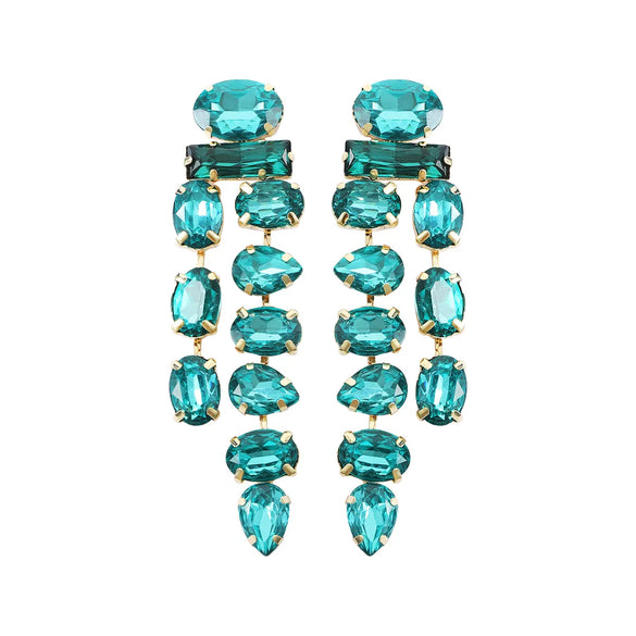 Wholesale Jewelry 1 Pair Luxurious Oval Water Droplets Alloy Artificial Gemstones Drop Earrings