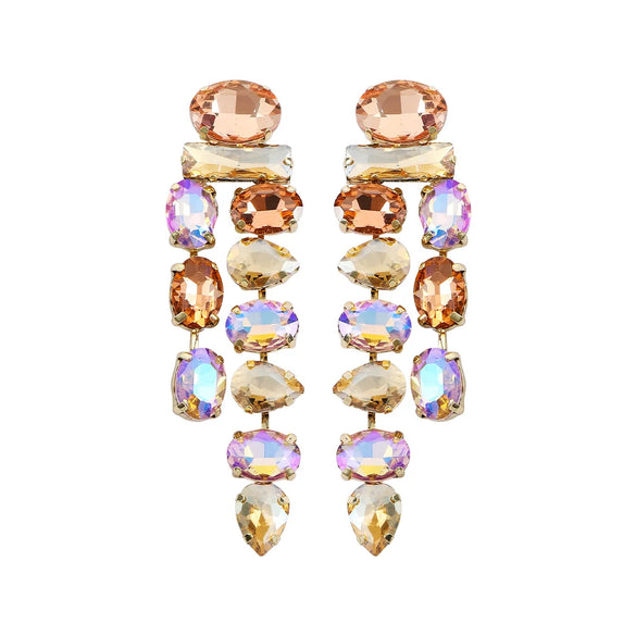 Wholesale Jewelry 1 Pair Luxurious Oval Water Droplets Alloy Artificial Gemstones Drop Earrings