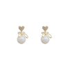 Wholesale Jewelry 1 Pair Simple Style Heart Shape Flower Bow Knot Alloy Rhinestones Earrings
