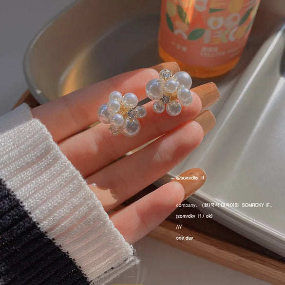 Wholesale Jewelry 1 Pair Simple Style Heart Shape Flower Bow Knot Alloy Rhinestones Earrings