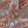 Wholesale Jewelry 1 Pair Simple Style Heart Shape Flower Bow Knot Alloy Rhinestones Earrings