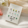 1 Set Cute Heart Shape Flower Butterfly Inlay Alloy Artificial Pearls Rhinestones Ear Studs