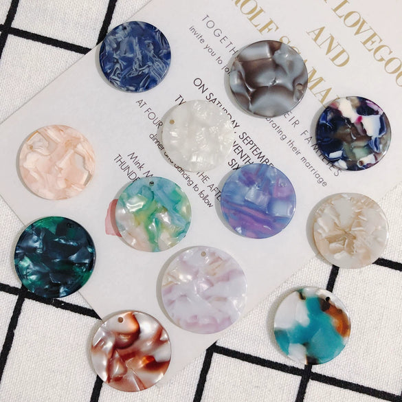 Wholesale Jewelry Accessories Acetic Acid Wafer Earrings With Fresh Marble Pattern Handmade Pendant