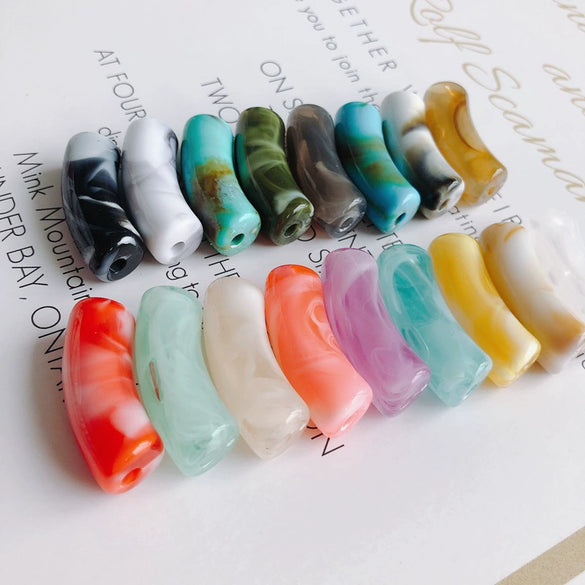 Wholesale Jewelry Accessories Acrylic Plastic Resin Environmental Protection Halo Bent Tube Beads For Earrings Necklace Bracelet