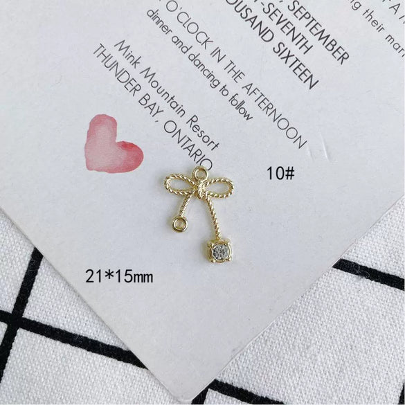 Wholesale Jewelry Accessories Alloy Bow Pendant Electroplated For Earrings Necklaces And Bracelets