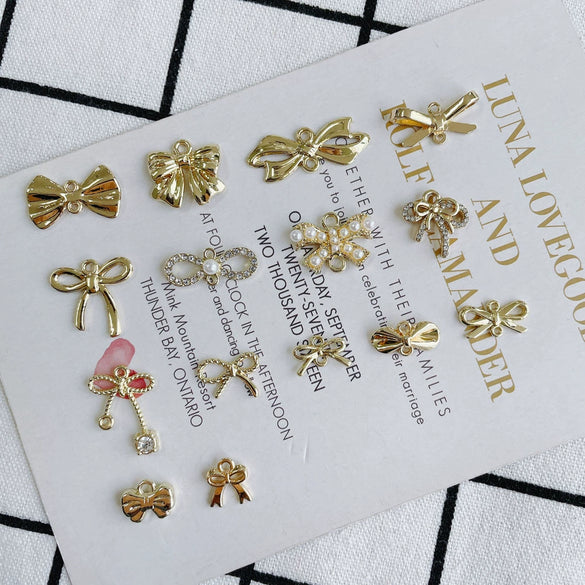 Wholesale Jewelry Accessories Alloy Bow Pendant Electroplated For Earrings Necklaces And Bracelets