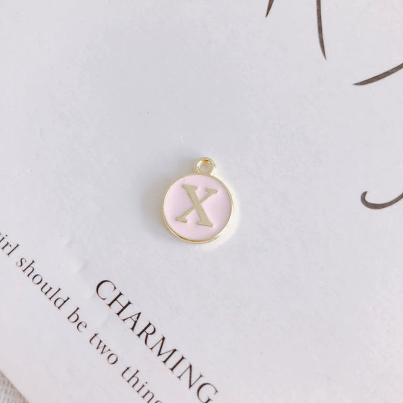 Wholesale Jewelry Accessories Alloy Dripping Oil Round English Letter Necklace Material