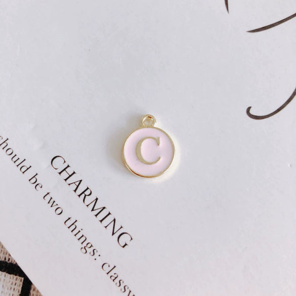 Wholesale Jewelry Accessories Alloy Dripping Oil Round English Letter Necklace Material
