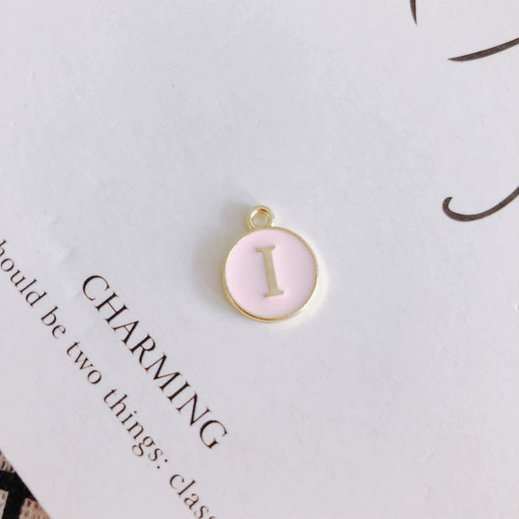 Wholesale Jewelry Accessories Alloy Dripping Oil Round English Letter Necklace Material