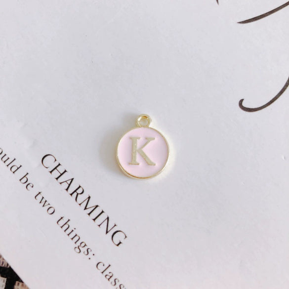 Wholesale Jewelry Accessories Alloy Dripping Oil Round English Letter Necklace Material
