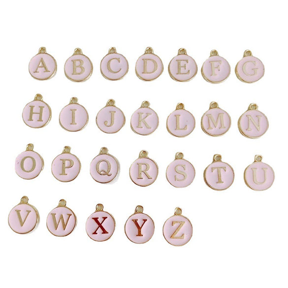 Wholesale Jewelry Accessories Alloy Dripping Oil Round English Letter Necklace Material
