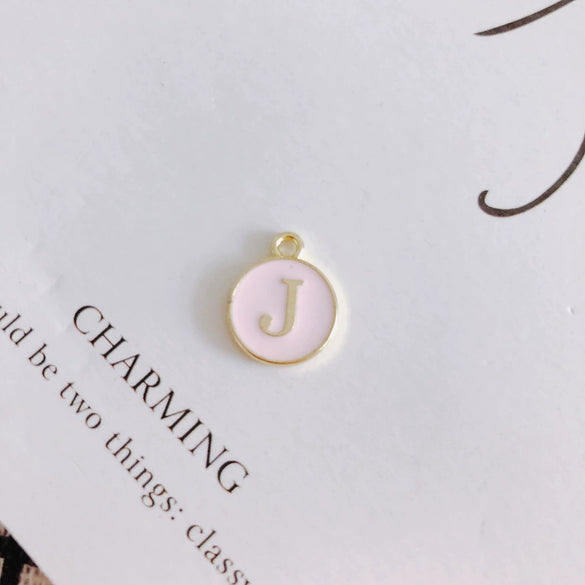 Wholesale Jewelry Accessories Alloy Dripping Oil Round English Letter Necklace Material