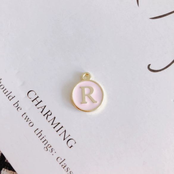 Wholesale Jewelry Accessories Alloy Dripping Oil Round English Letter Necklace Material