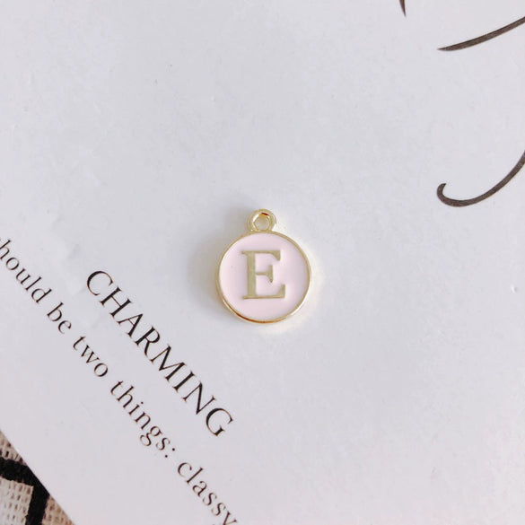 Wholesale Jewelry Accessories Alloy Dripping Oil Round English Letter Necklace Material