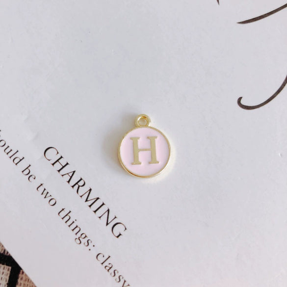 Wholesale Jewelry Accessories Alloy Dripping Oil Round English Letter Necklace Material