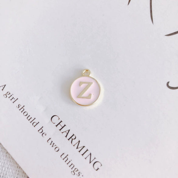 Wholesale Jewelry Accessories Alloy Dripping Oil Round English Letter Necklace Material