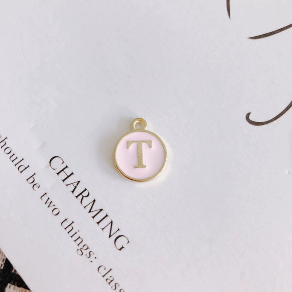 Wholesale Jewelry Accessories Alloy Dripping Oil Round English Letter Necklace Material