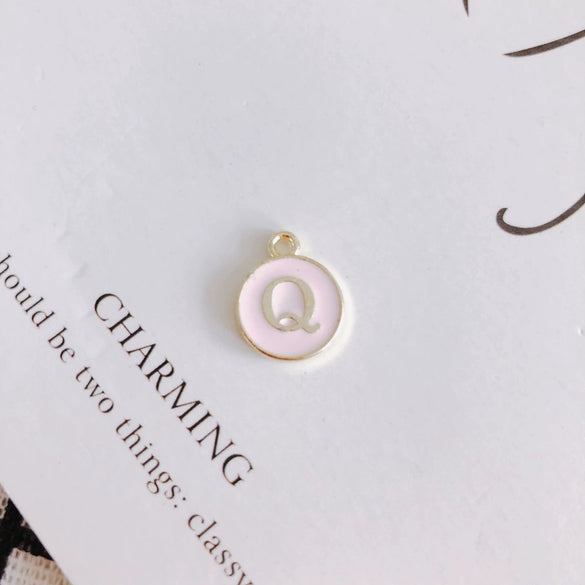 Wholesale Jewelry Accessories Alloy Dripping Oil Round English Letter Necklace Material