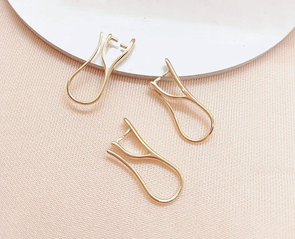 Wholesale Jewelry Accessories Alloy Ear Hook Clip Earrings Accessories Simple Gold Silver Glossy