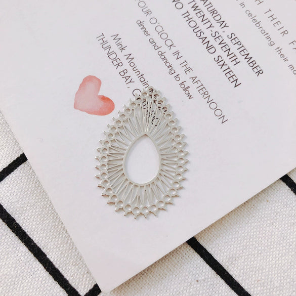 Wholesale Jewelry Accessories Alloy Real Gold Hollow Water Drop Electroplated Jewelry Material For Bracelet Necklace Earrings Pendant