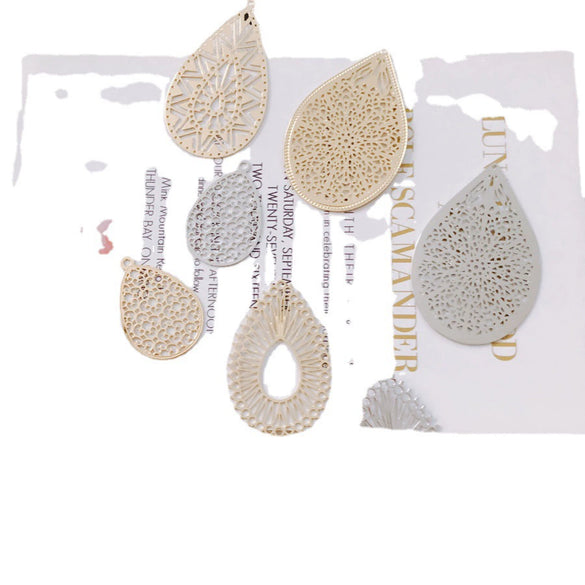 Wholesale Jewelry Accessories Alloy Real Gold Hollow Water Drop Electroplated Jewelry Material For Bracelet Necklace Earrings Pendant