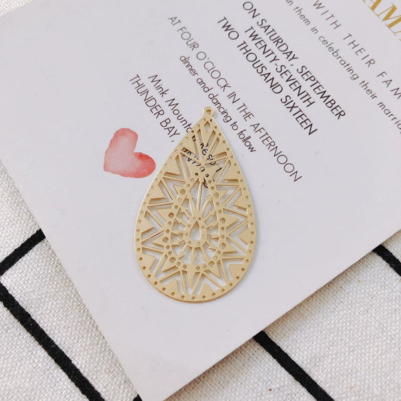 Wholesale Jewelry Accessories Alloy Real Gold Hollow Water Drop Electroplated Jewelry Material For Bracelet Necklace Earrings Pendant