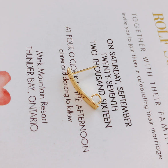 Wholesale Jewelry Accessories Alloy S925 Silver Needle Ring Curved Oval Rectangular Geometric Shape Earrings Electroplated