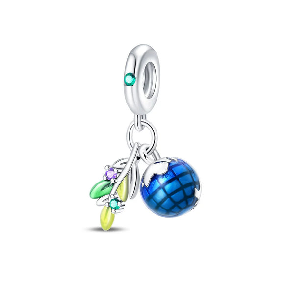Wholesale Jewelry Accessories Bracelet Copper Plated 925 Silver Life Tree Sun World Peace Pigeon Charm Beads With Dripping Oil Design