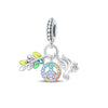 Wholesale Jewelry Accessories Bracelet Copper Plated 925 Silver Life Tree Sun World Peace Pigeon Charm Beads With Dripping Oil Design