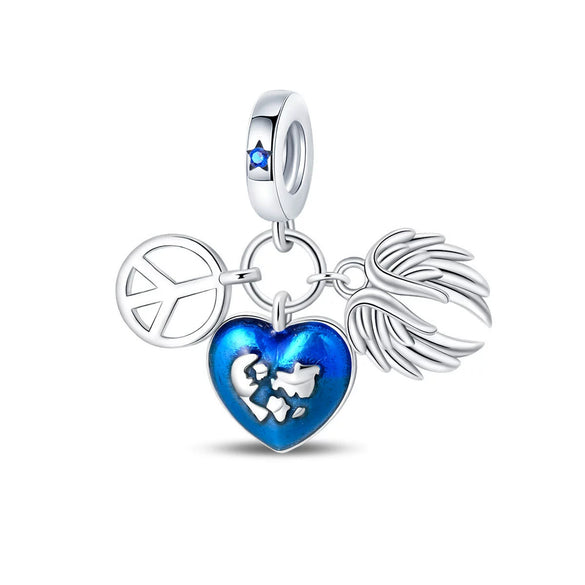 Wholesale Jewelry Accessories Bracelet Copper Plated 925 Silver Life Tree Sun World Peace Pigeon Charm Beads With Dripping Oil Design